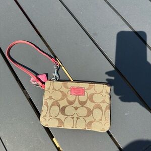 Coach Brown and Pink Wristlet